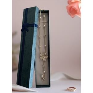 Flower Women Necklace with Pearls 14k Gold Plaated Adjustabble Oro Laminado‎